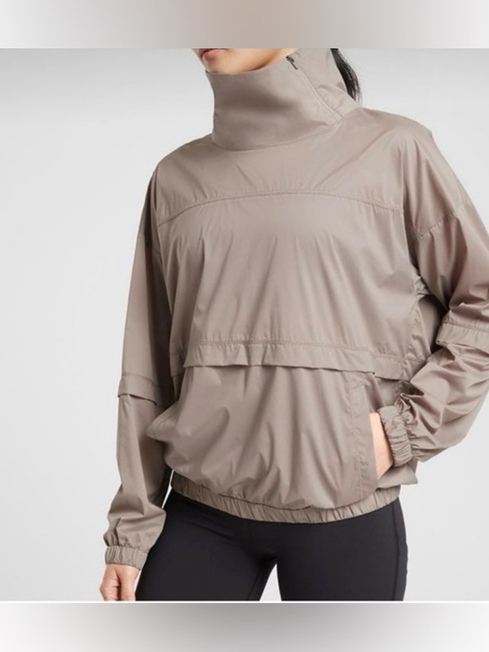 Athleta Jackets & Blazers - Athleta Mortar Mushroom Taupe Pullover Lightweight Windbreaker Pullover Jacket M